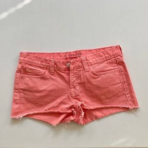J Brand coral denim cutoff shorts
